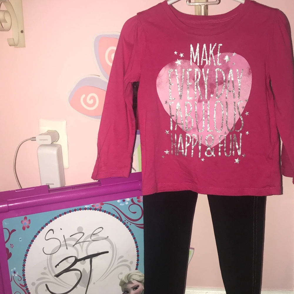 Pink shirt matching Jeggings with pink stitching